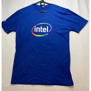 Intel Pride Inside shirt mens large short sleeve blue